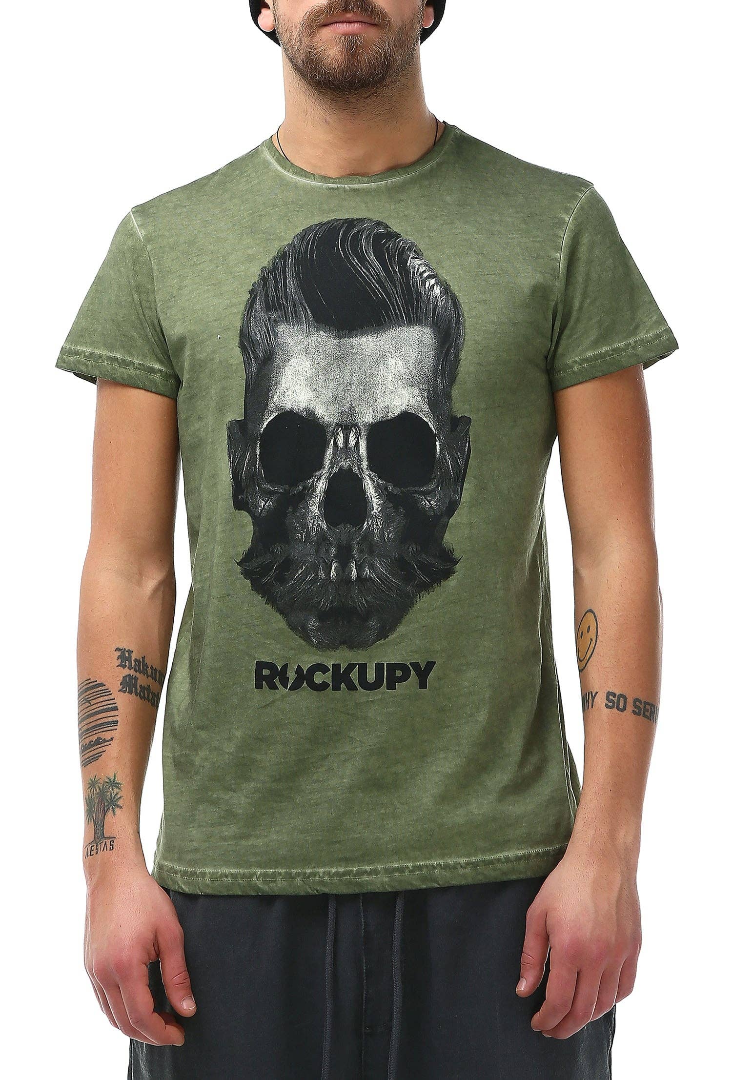 Green Male Skull Printed T-Shirt for wholesale on Faire3