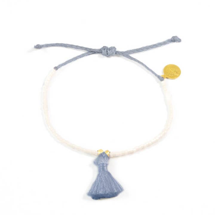 Peachy Cream w/ Denim Tassel Bracelet for wholesale by Nica Life