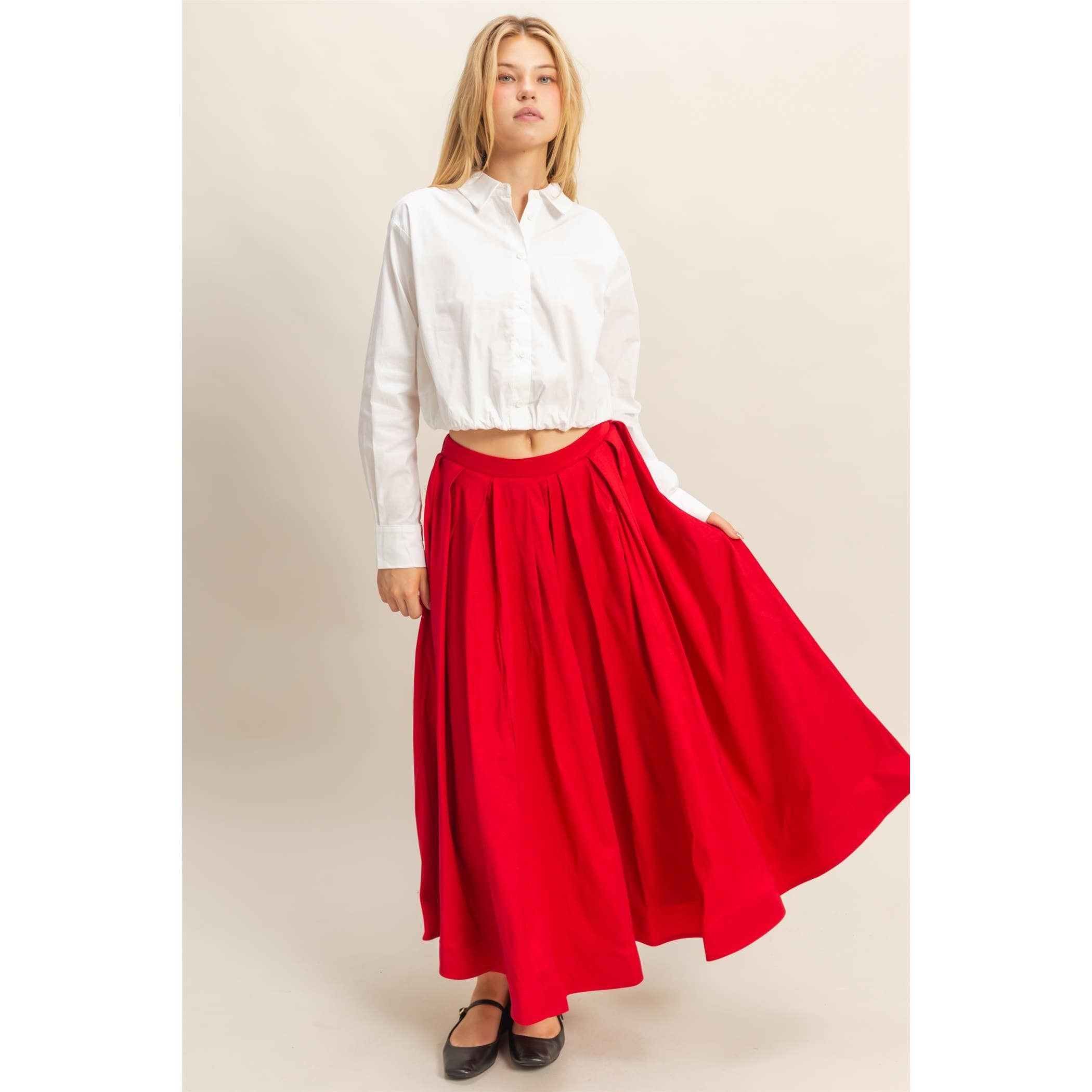 HYFVE - Vendita all'ingrosso Gonna - Donna - Gonna midi a pieghe classica a trapezio22