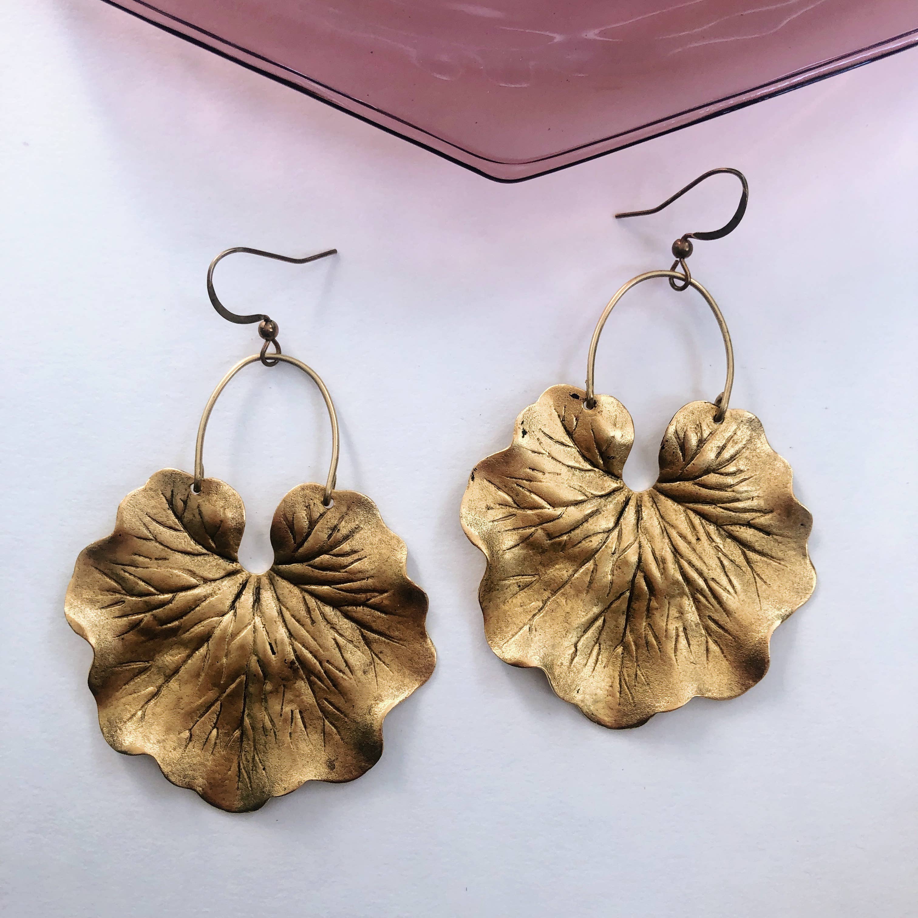 GeoMetricGem - Wholesale Dangle Earrings - Geranium Leaf Earrings ~ Brass5