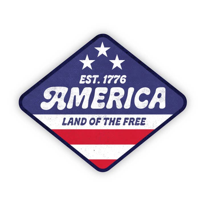 "America Land of the Free" USA Diamond Badge Sticker for wholesale by Big Moods