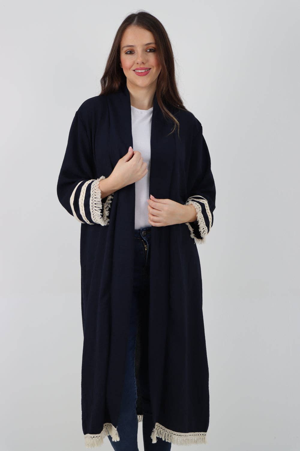 Miss Bold - Vente Cardigan – femme - Cardigan long à manches longues avec franges, ouverture devant, Made in Italy21