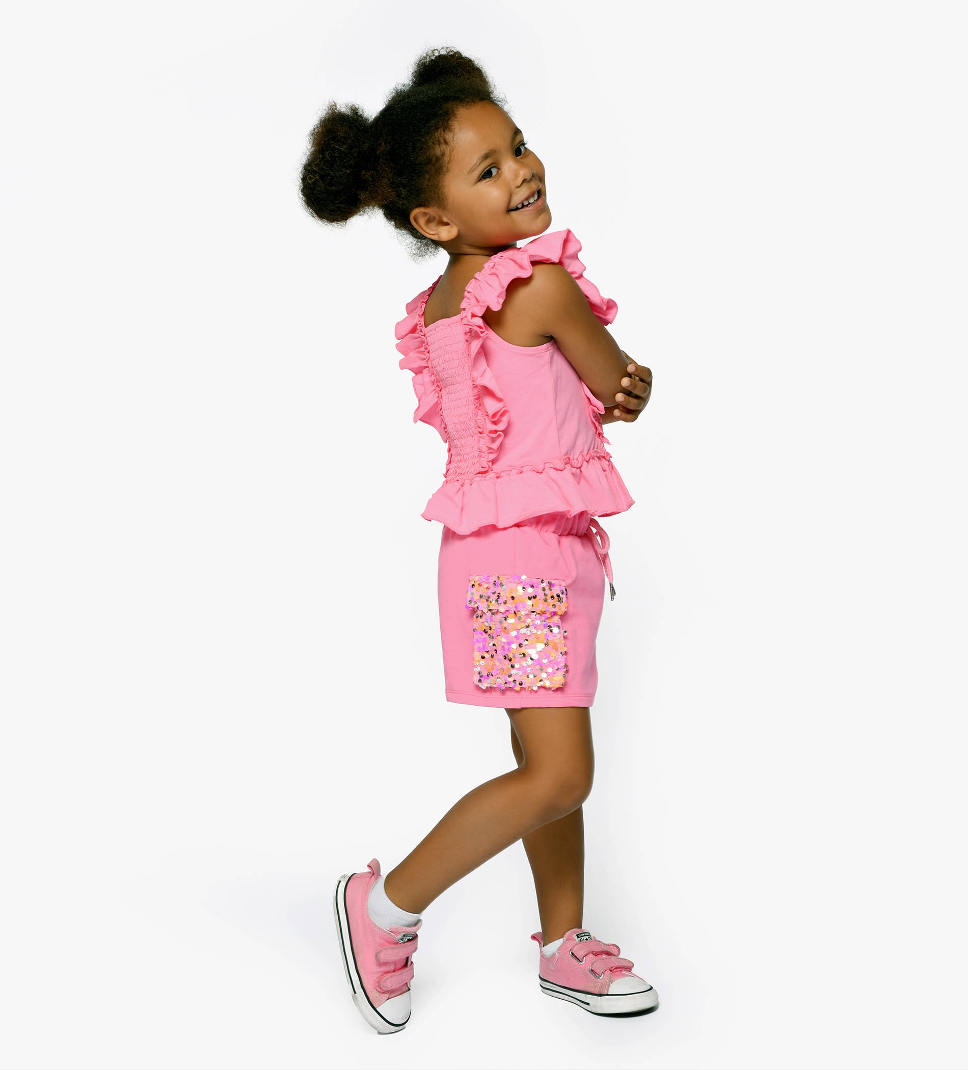 PINK MULTI SHORTS W/ SEQUIN POCKET DETAIL for wholesale on Faire2