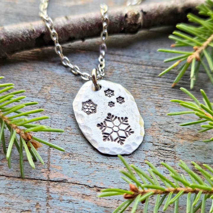 Kathryn's Collection - Wholesale Pendant/Charm Necklace - Snowflake Necklace, Winter, Christmas, hand-stamped 2