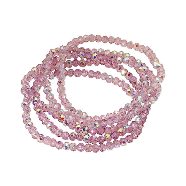 Sensibling Corp. - Wholesale Jewelry Set - 5PCS - Sparkling Faceted Beaded Stackable Stretch Multi Layered Bracelet24