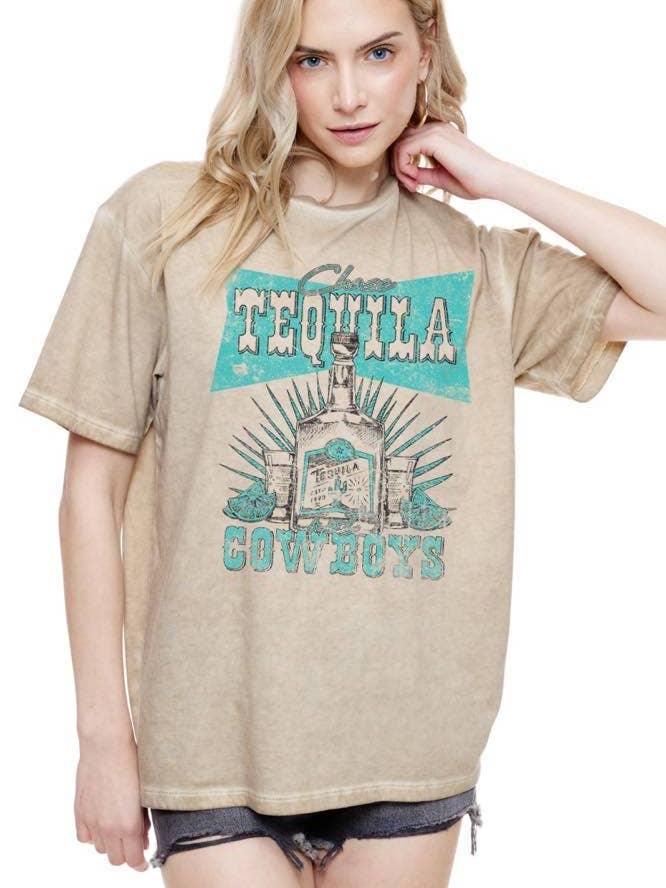 Tequila And Cowboys Vintage Graphic S/S Lunar Dye Tee for wholesale by Foryeri