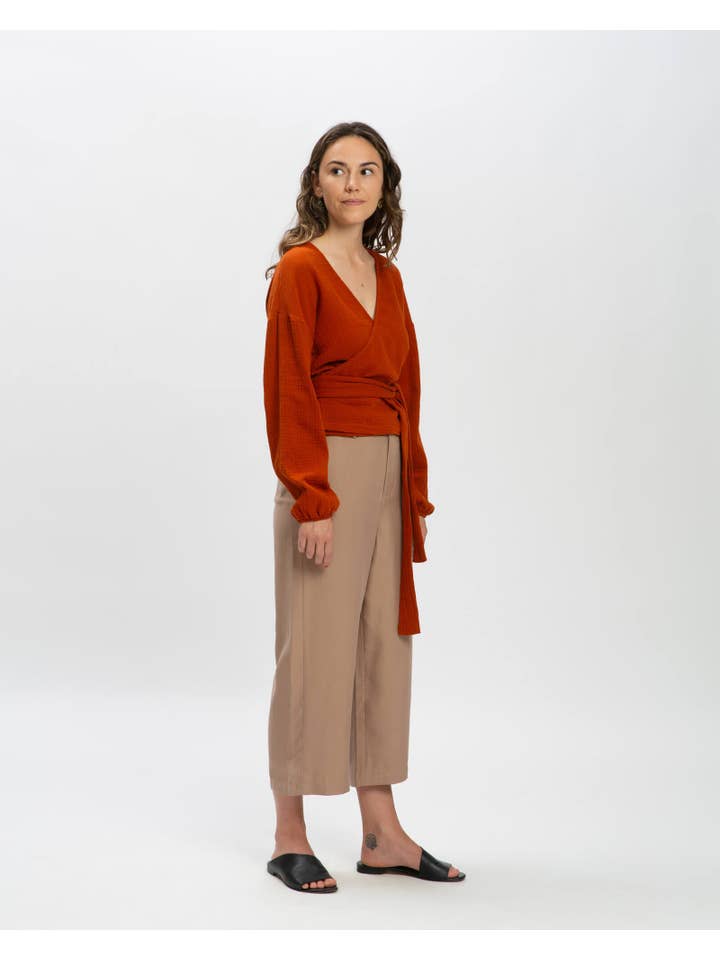 Matona - Wholesale Blouse - Women's - Muslin Wrap Blouse brick5