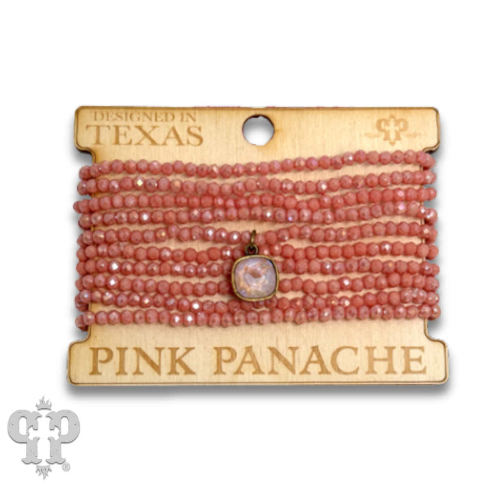 Pink Panache Brands - Wholesale Beaded Bracelet - Faceted small bead bracelet set with Austrian crystal - LC15