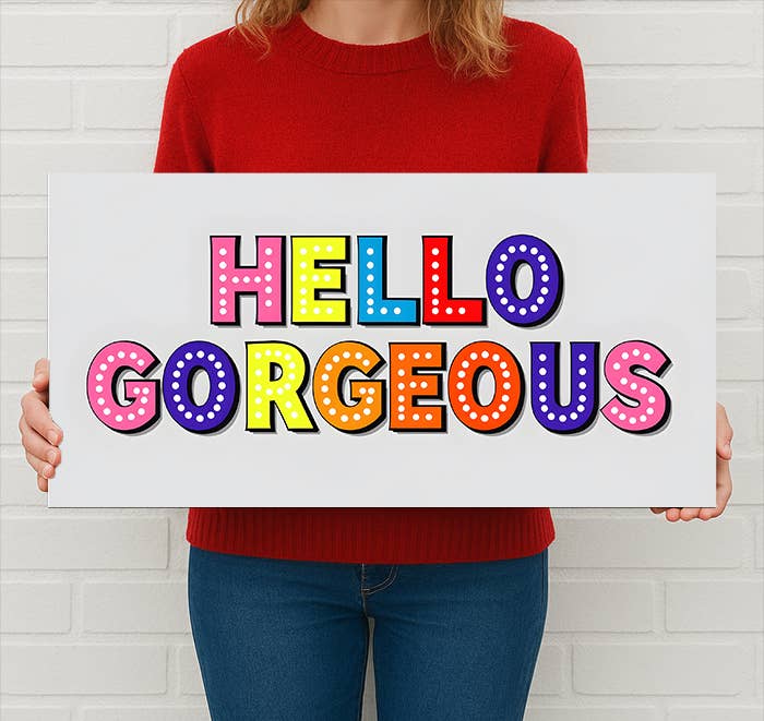 The British Metal Signs Company - Venta al por mayor Letreros - Hola Hermoso Letrero de Metal – Decoración de Pared Divertida y Colorida0