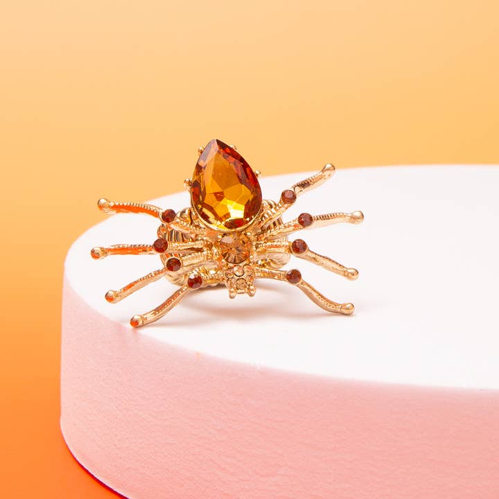 SP Sophia Collection - Wholesale Cocktail/Statement Ring - Halloween Jeweled Spider Stretch Ring