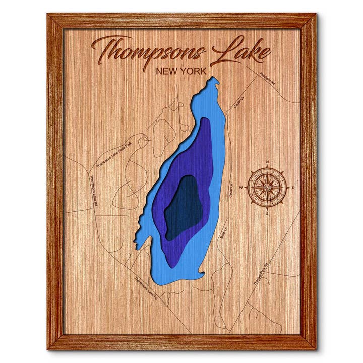 Thompsons Lake, NY Depth Map - Unique Home & Wall Decor for wholesale by Premier Gifts and More