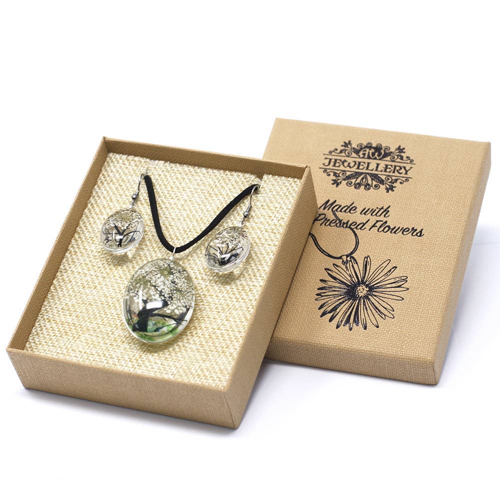 Ancient Wisdom - Wholesale Jewelry Set - Pressed Flowers - Tree of Life set - White0