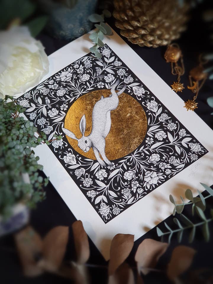 Leaping Hare Met de hand afgewerkte print - Matt voor wholesale door LHPTATTOO