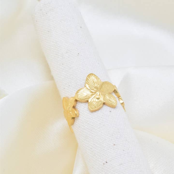 Kapyco - Vendita all'ingrosso Anello midi/a fascia - Anello fiore in acciaio inossidabile - BG310251