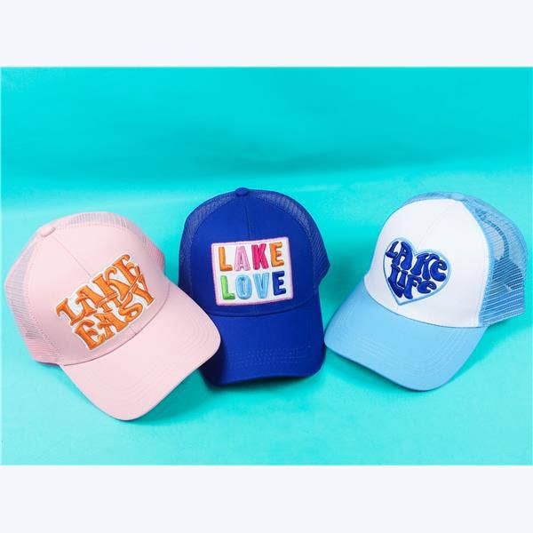 Lake Love Trucker Hats 90% Cotton 10% Polyester for wholesale by Young's