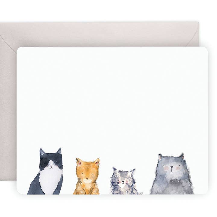 E. Frances Paper - Wholesale Stationery/Notecard Set - Cat's Meow Flat Note (Boxed Set of 8) Stationery Set