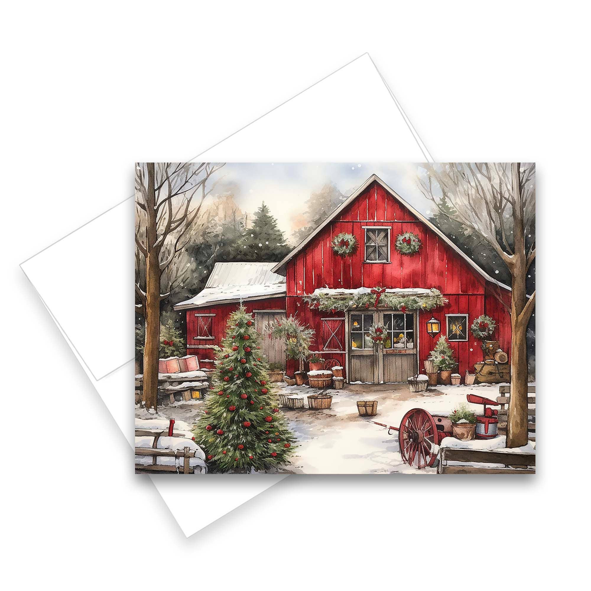 Aria Rae - Wholesale Christmas Card - Christmas Barn Greeting Cards, Set of 6, Blank Notecards5