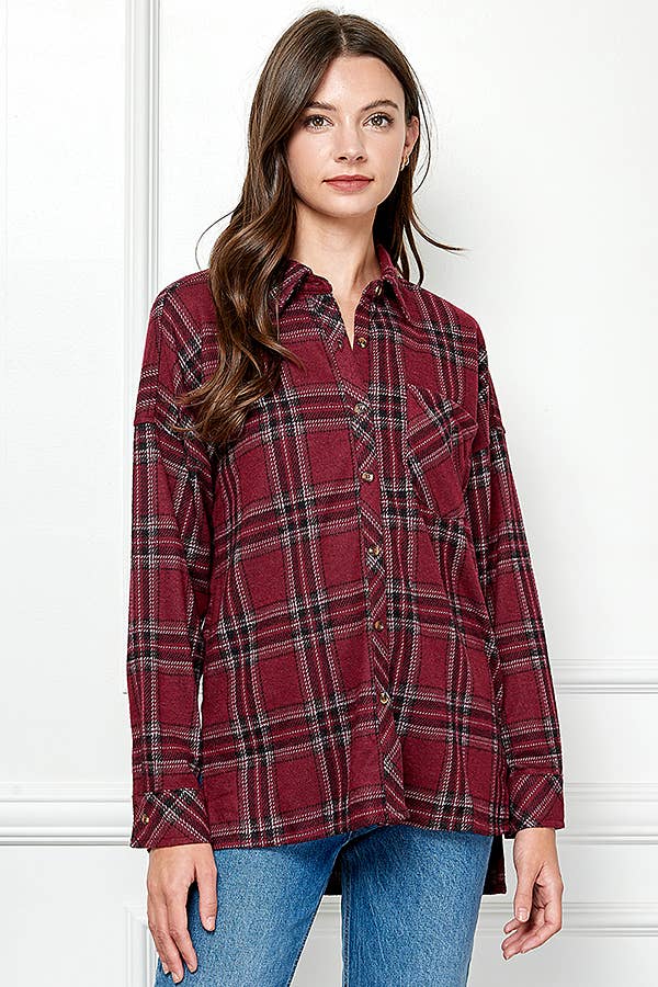 Veracci - Wholesale Button Down Shirt - Women's - Stretch button Up Women Plaid Sweater Shirt48