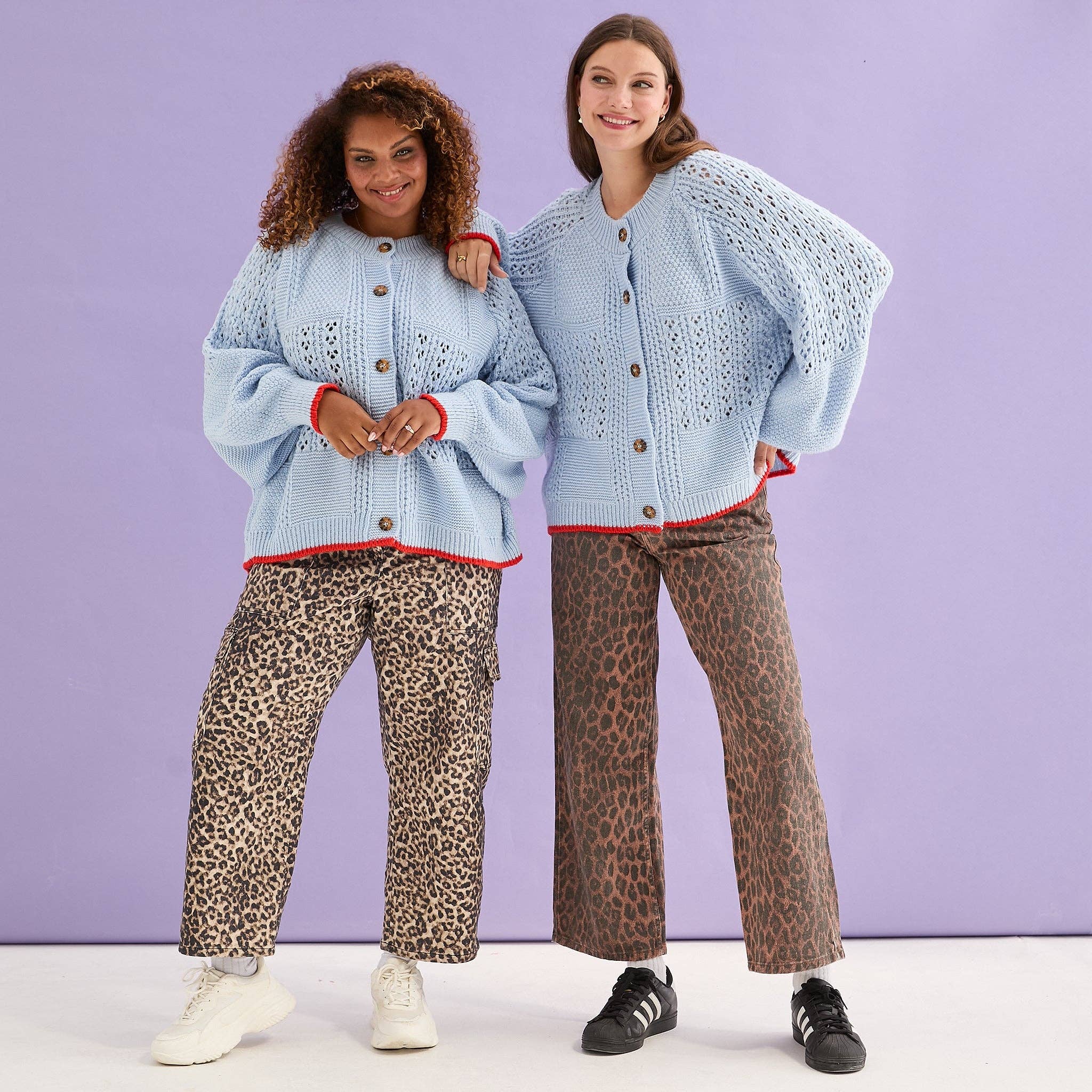 Cara & The Sky - Wholesale Cardigan - Women's - Brigit Pointelle Stitch Balloon Sleeve Cardigan - Blue12