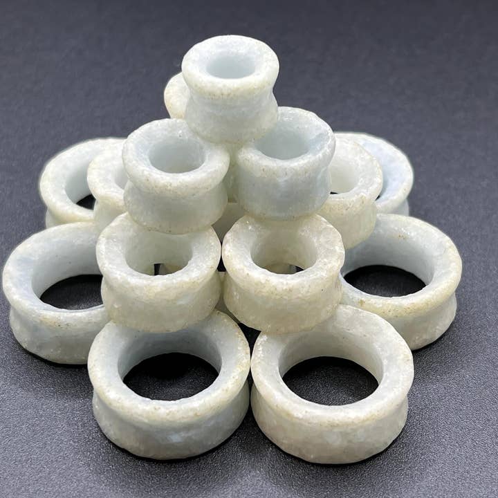 Jadeite Tunnel Plugs Natural Stone Pair for wholesale by EC Plugs and Gems