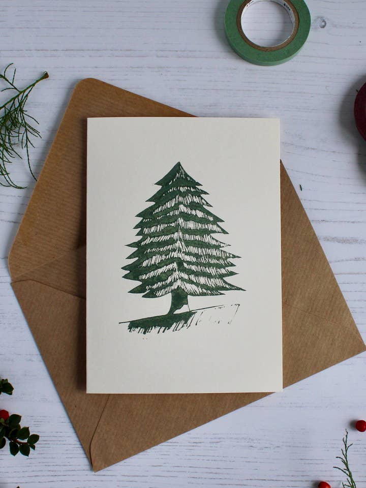 Christmas Tree Christmas card for wholesale by Jackdaw and Bear