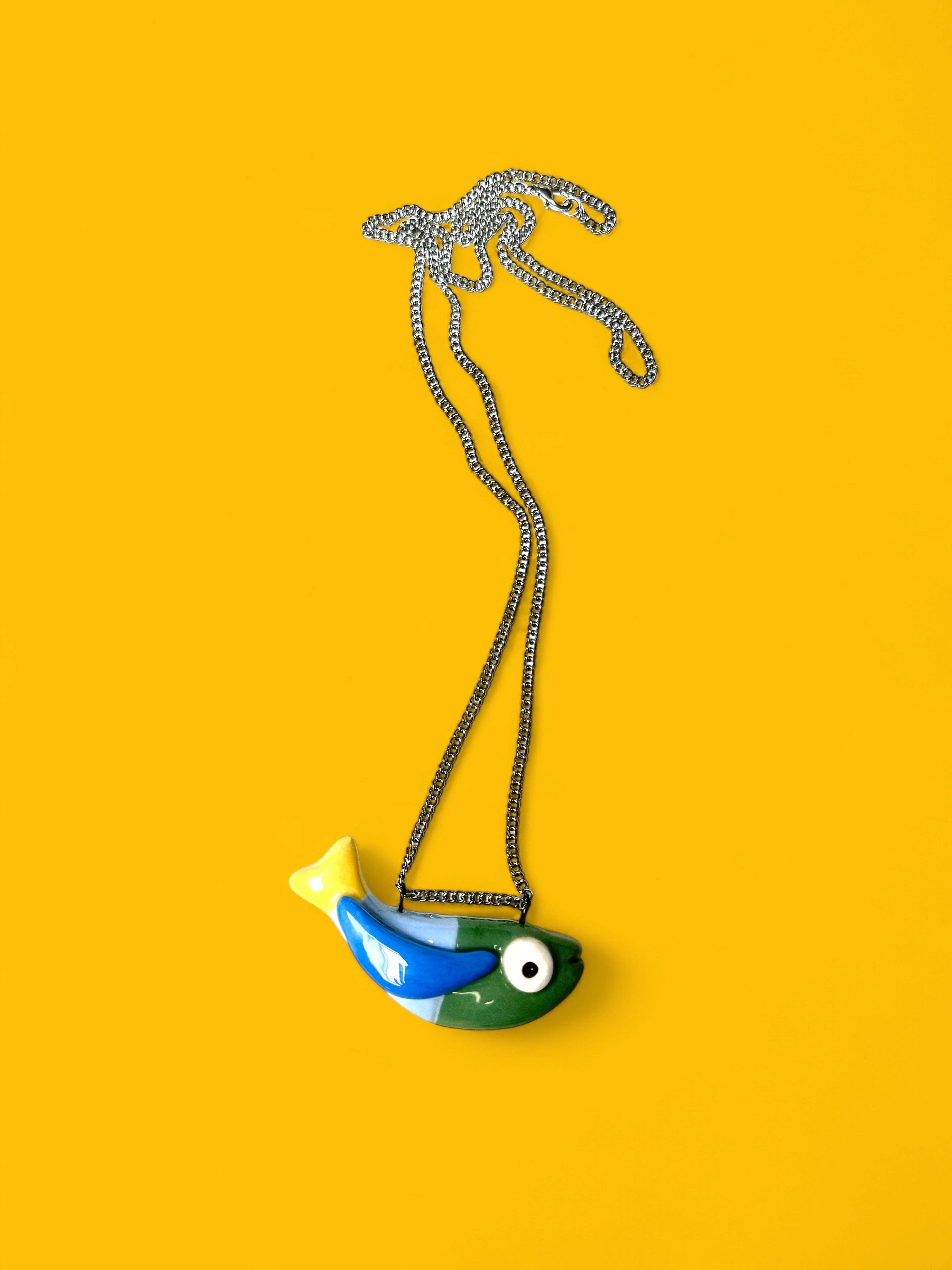 Thetis Art Studio - Vente Colliers à pendentif - Pendentif Poisson en Céramique (avec collier)2