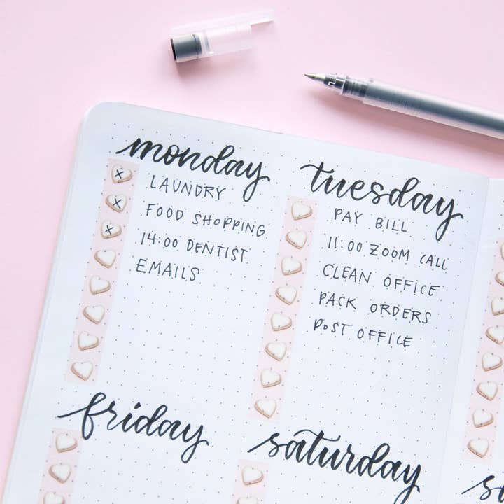 Vanilla Heart Checklist Washi Tape for wholesale by Willwa