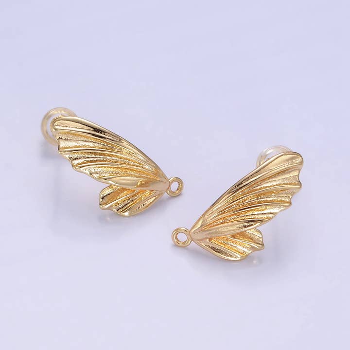 Aim Eternal - Wholesale Stud/Post Earrings - 14K Gold Filled Foil Wings Loop Drop Stud Earrings Findings