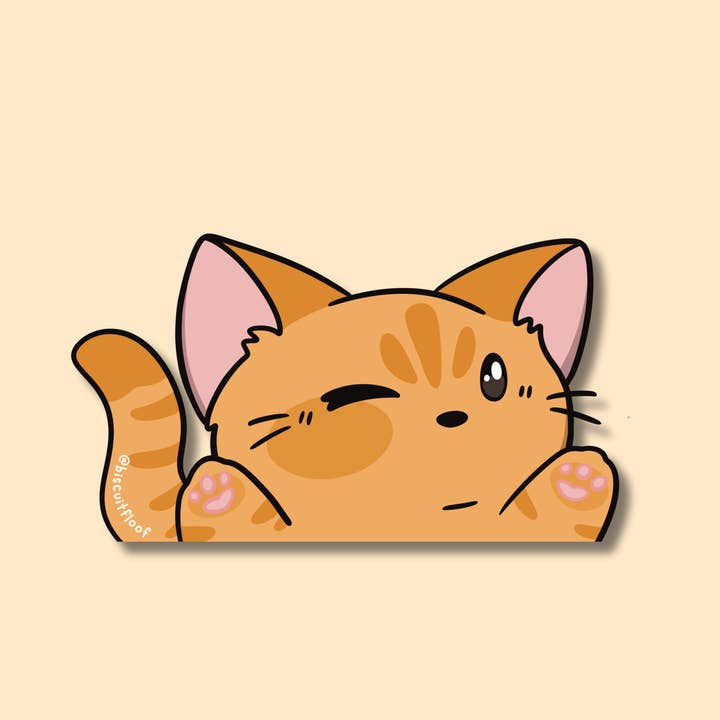 Orange Cat Peeker Sticker for wholesale by Biscuitfloof Studios