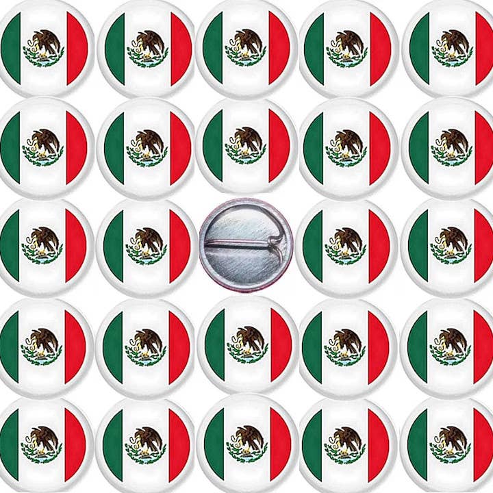 Mexican flag x 25 1" inch (25mm) pin buttons Mexico for wholesale by Pinbax Express
