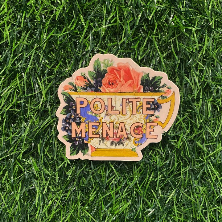 The Coin Laundry - Wholesale Sticker - Polite Menace Teacup Funny Sticker 3