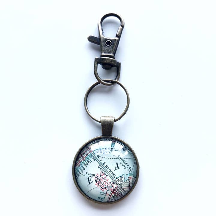 Brooklyn Bridge New York Map Keychain Key Chain Key Fob for wholesale by Daisy Mae Designs