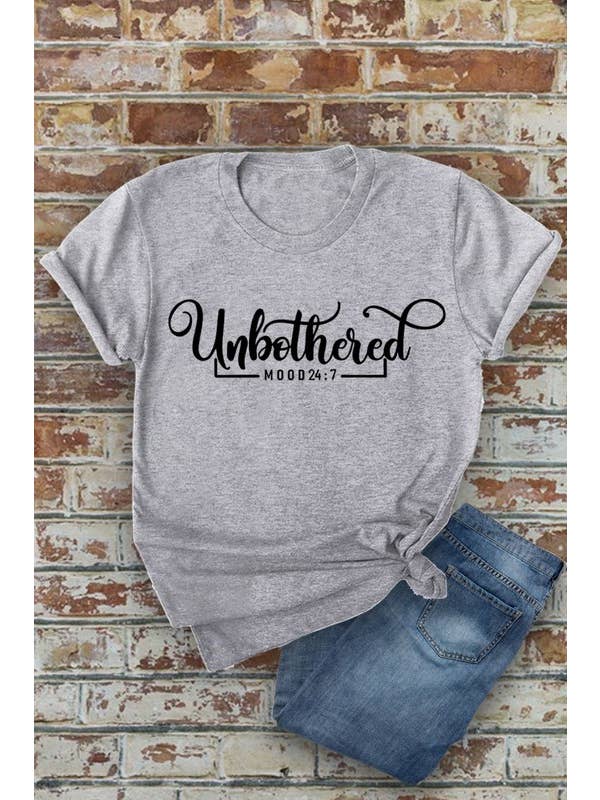 Top Avenue - Wholesale Screen Printed T-Shirt - Women's - Unbothered, Mood 24:7, Unisex Round Neck T-Shirt7