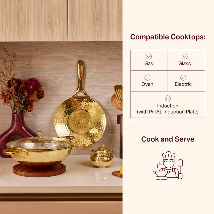 P-TAL – wholesale Cooking pot – Brass Indian Style Wok/ Brass Soup Pot4