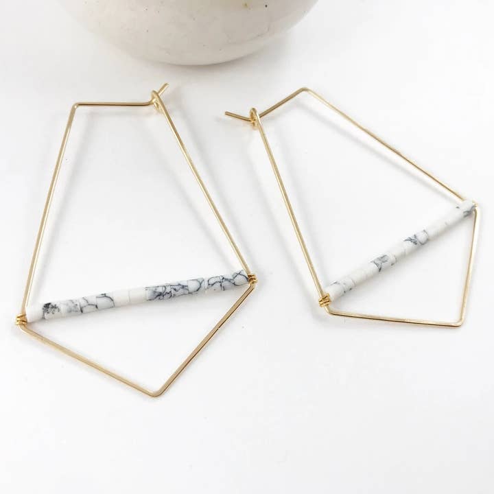 Beaded Hoops - Howlite - 14k gold fill, rose gold, silver for wholesale by Totinette bijoux