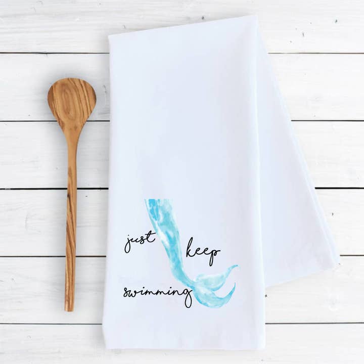 Divertente asciugamano da tè, basta continuare a nuotare per la vendita all'ingrosso da parte di Tipsy Mermaid®