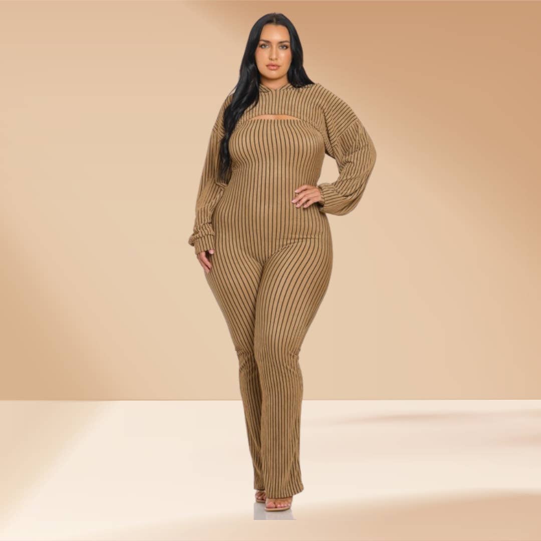 Celystrends – wholesale Jumpsuit - Dam – Plus size randig 2-delad jumpsuit7