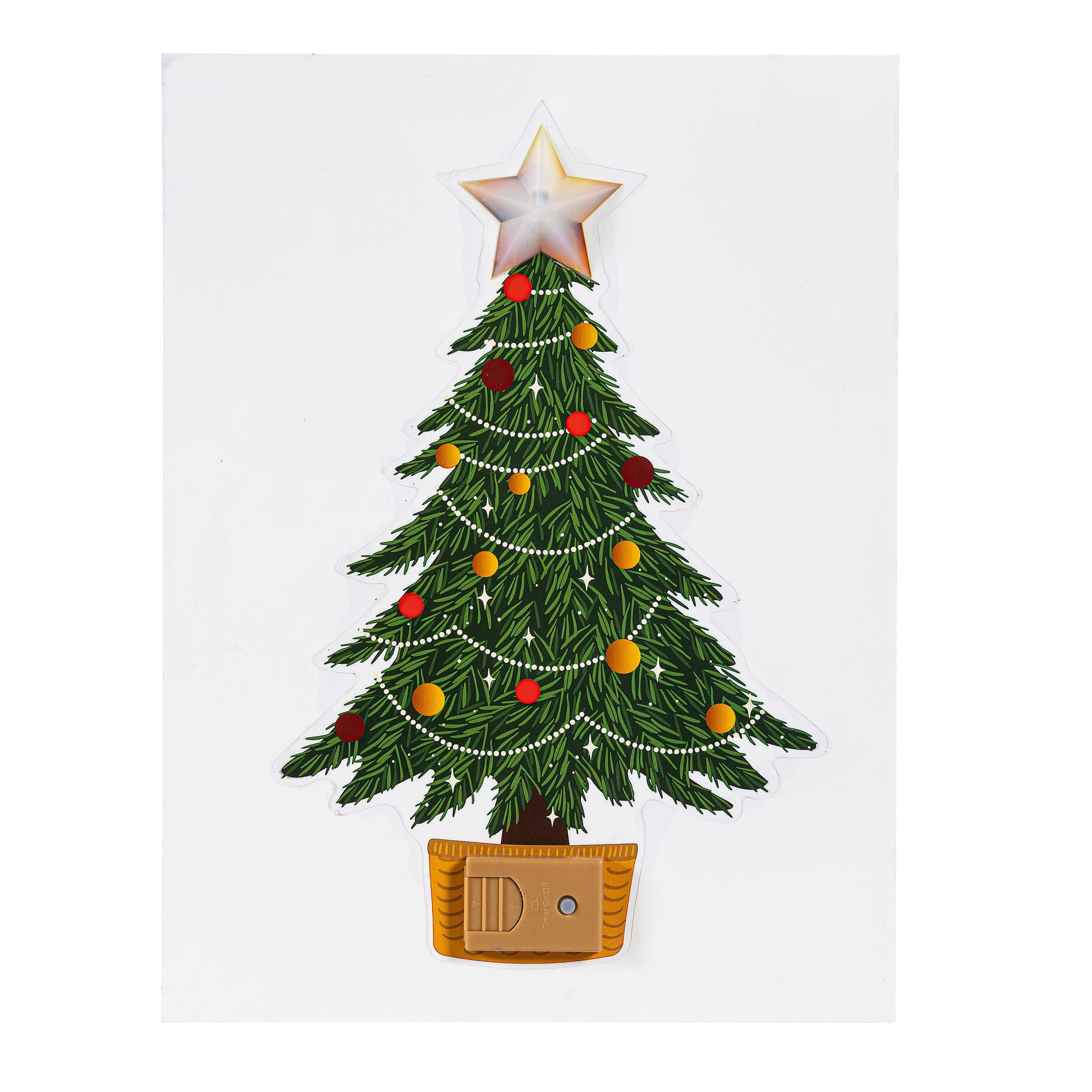 Evergreen Enterprises - Wholesale Christmas Decoration - Joyful Traditions LED Hanging Décor Christmas Tree with Flickering Light Window Decal, 10.25"H1