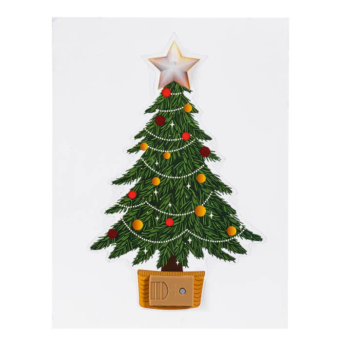 Evergreen Enterprises - Wholesale Christmas Decoration - Joyful Traditions LED Hanging Décor Christmas Tree with Flickering Light Window Decal, 10.25"H1