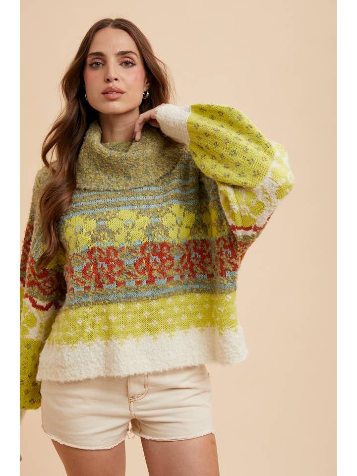 In Loom - Vente Pull en maille – femme - COL ROULÉ EN TRICOT MULTICOLORE6