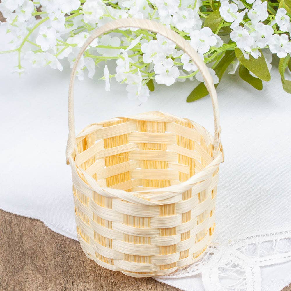 Factory Direct Craft – wholesale Korg – Rund mini bambukorg med handtag1