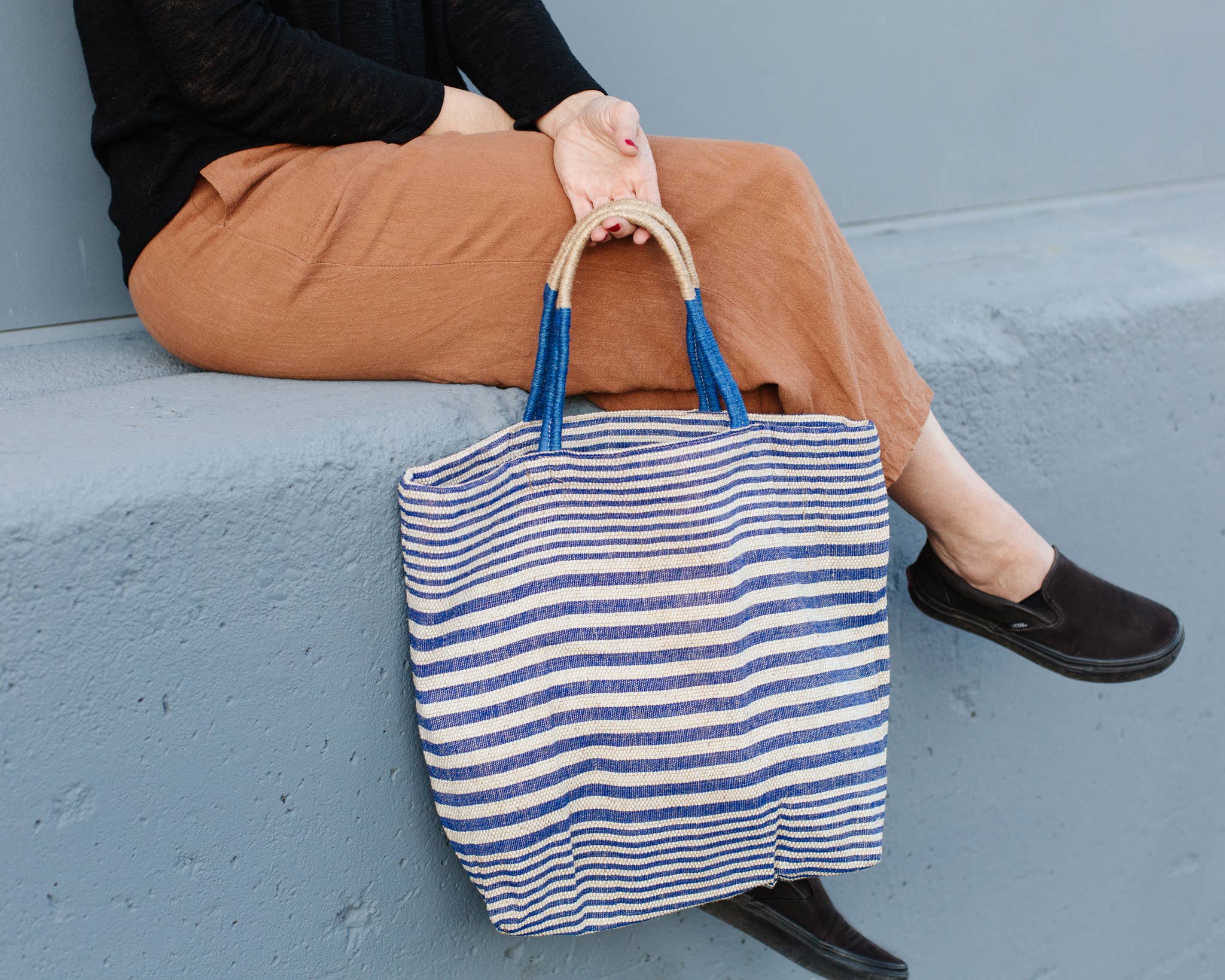 Will & Atlas - Venta al por mayor Bolsa de asa- Mujer - Bolsa de mano reutilizable, rayas índigo de Paloma2