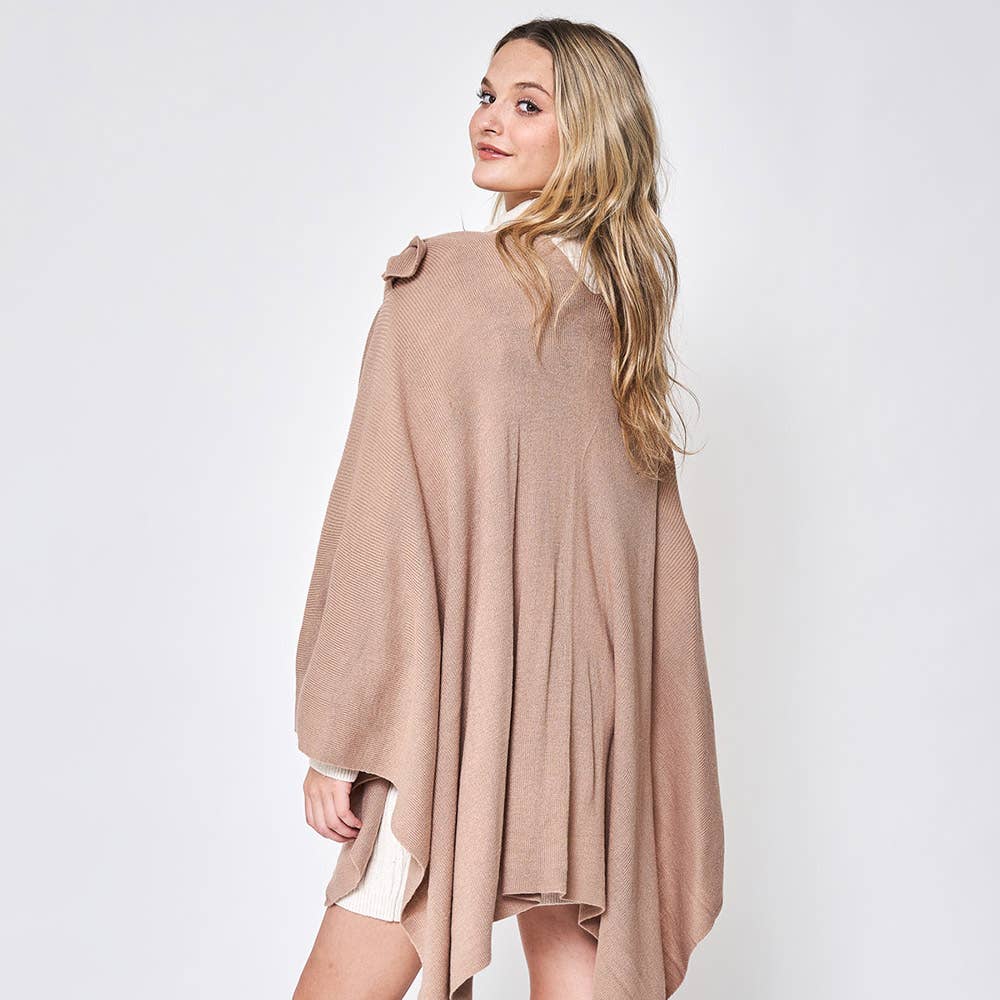 Sensibling Corp. – wholesale Poncho – Women's – Shoulder Strap Solid Ruana Poncho32