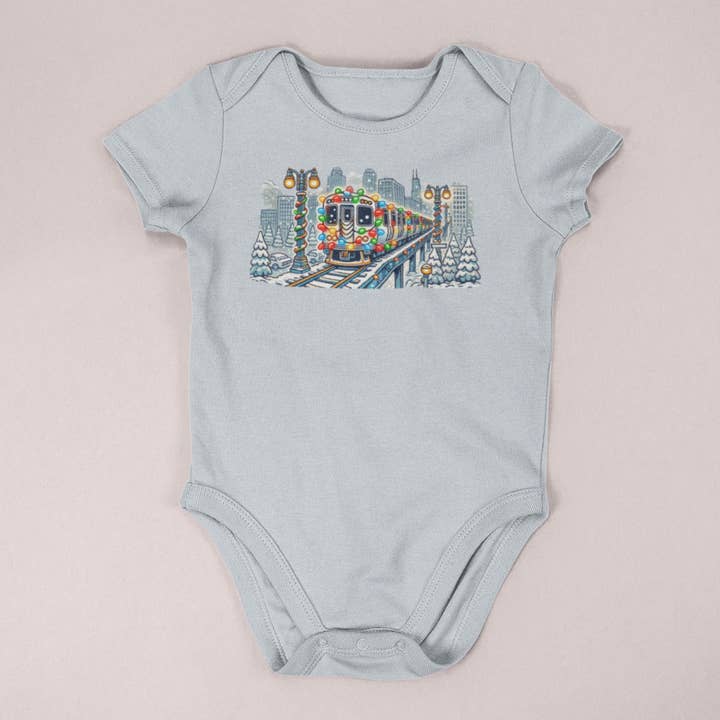 L Holiday Train Onesie for wholesale by 34Designed