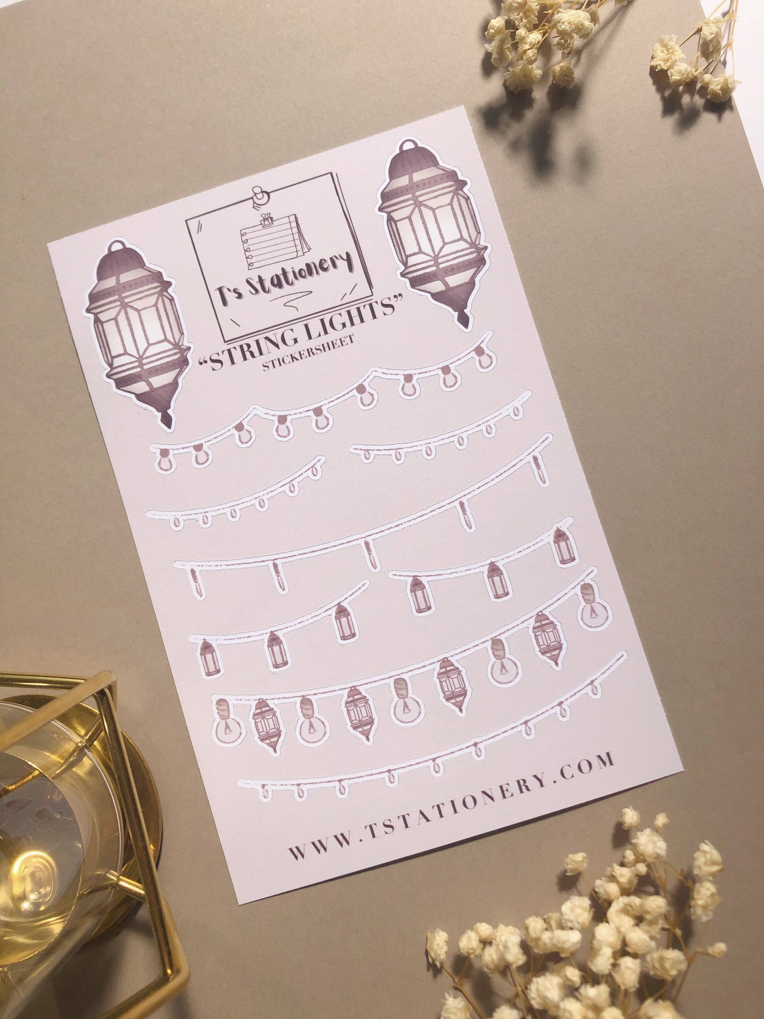 T's Stationery - Wholesale Sticker - "String Lights"  Sticker Sheet1