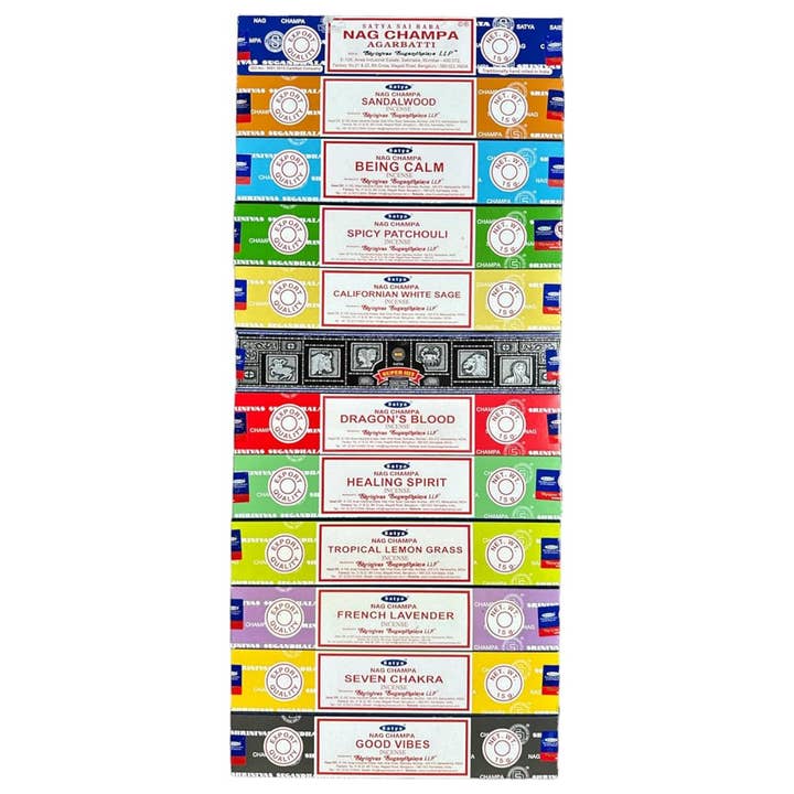 Moon River Designs - Wholesale Incense - Satya Nag Champa Mix Incense over 12 scents Bulk Set 1