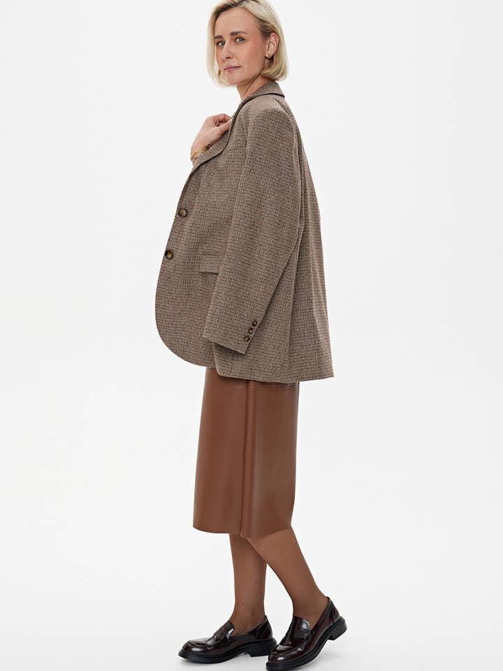 Skirt 'TOSCANA' | faux-leather A-line in almond for wholesale on Faire2