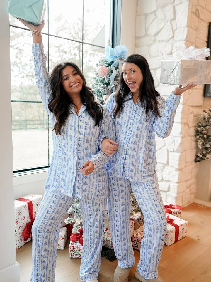 KENZKUSTOMZ - Wholesale Sleepwear Set - Women's - Blue Christmas - Long Pajama Set17