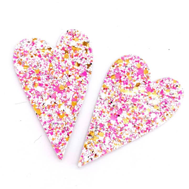 Valentine Glitter Leather/Cork Heart DIY Earring Blanks for wholesale by Piddlin' Supply Co