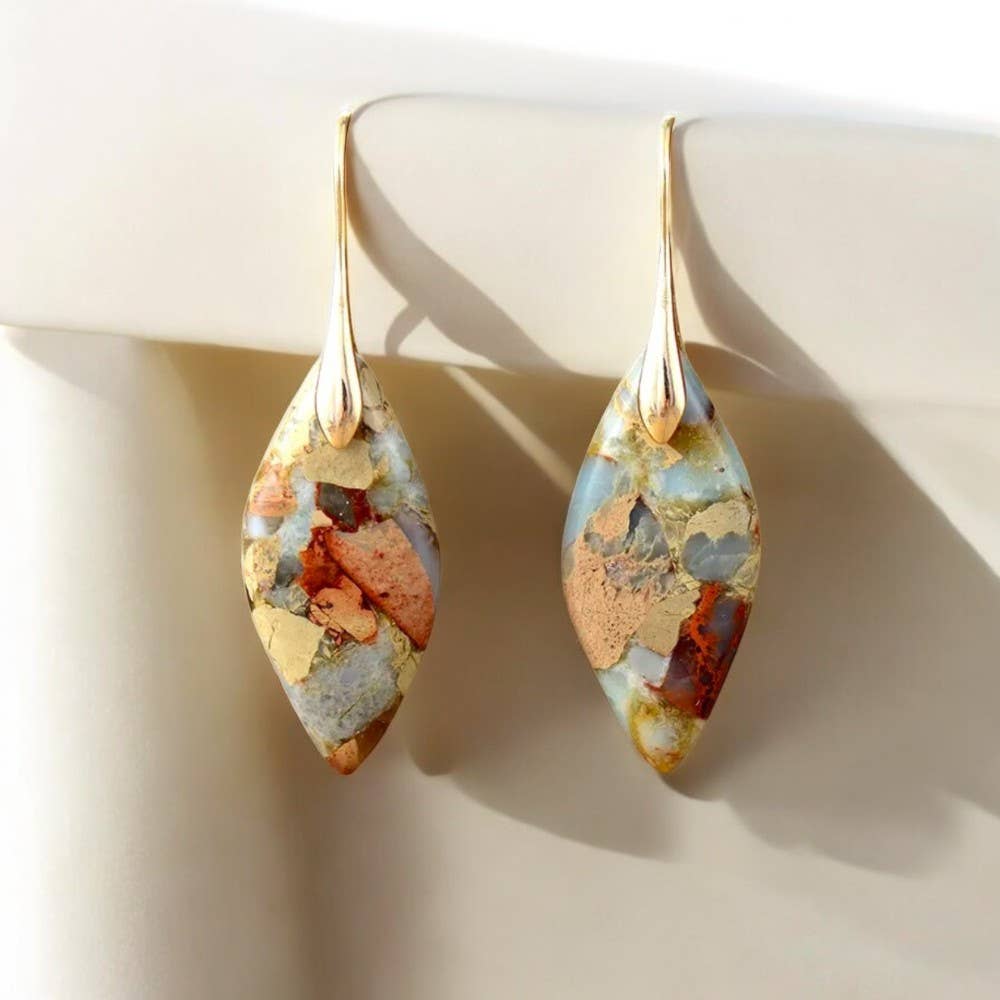 Cape Diablo - Wholesale Dangle Earrings - Terra Hues Leaves Jasper Earrings2